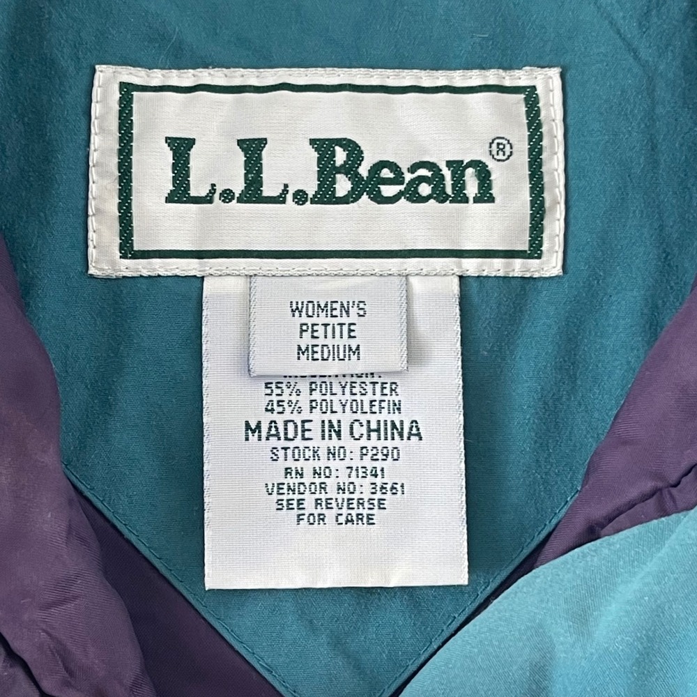 LL Bean Vintage Women Petite Medium Teal Quilted Insulated Parka Jacket P290 - Picture 5 of 9